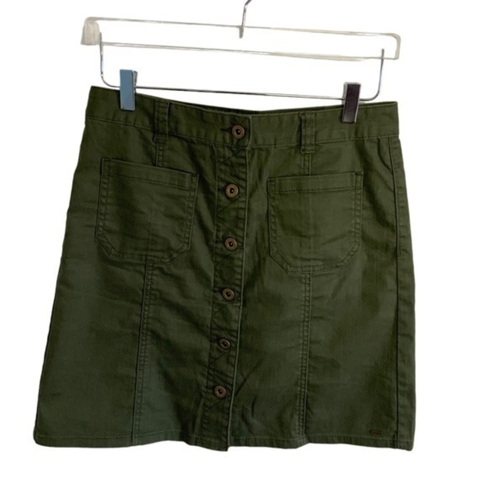 Tommy Hilfiger 2-Pocket  Front Button Army Green Denim Skirt size 6